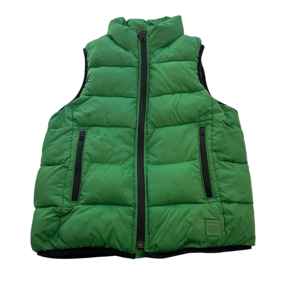 GAPKids Puffer Vest Fleece Lining Full Zip Pockets Green Boys Youth Size Small